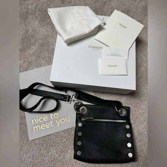 Rare Hammett Tony small black grained leather with brushed silver hardware - Picture 1 of 7